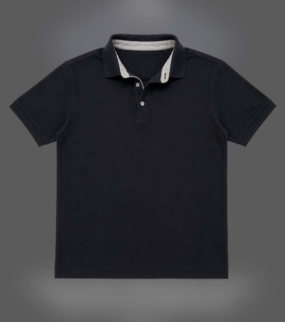Claiborne Men's Short Sleeve Contrast Placket Polo Shirt Black Size M